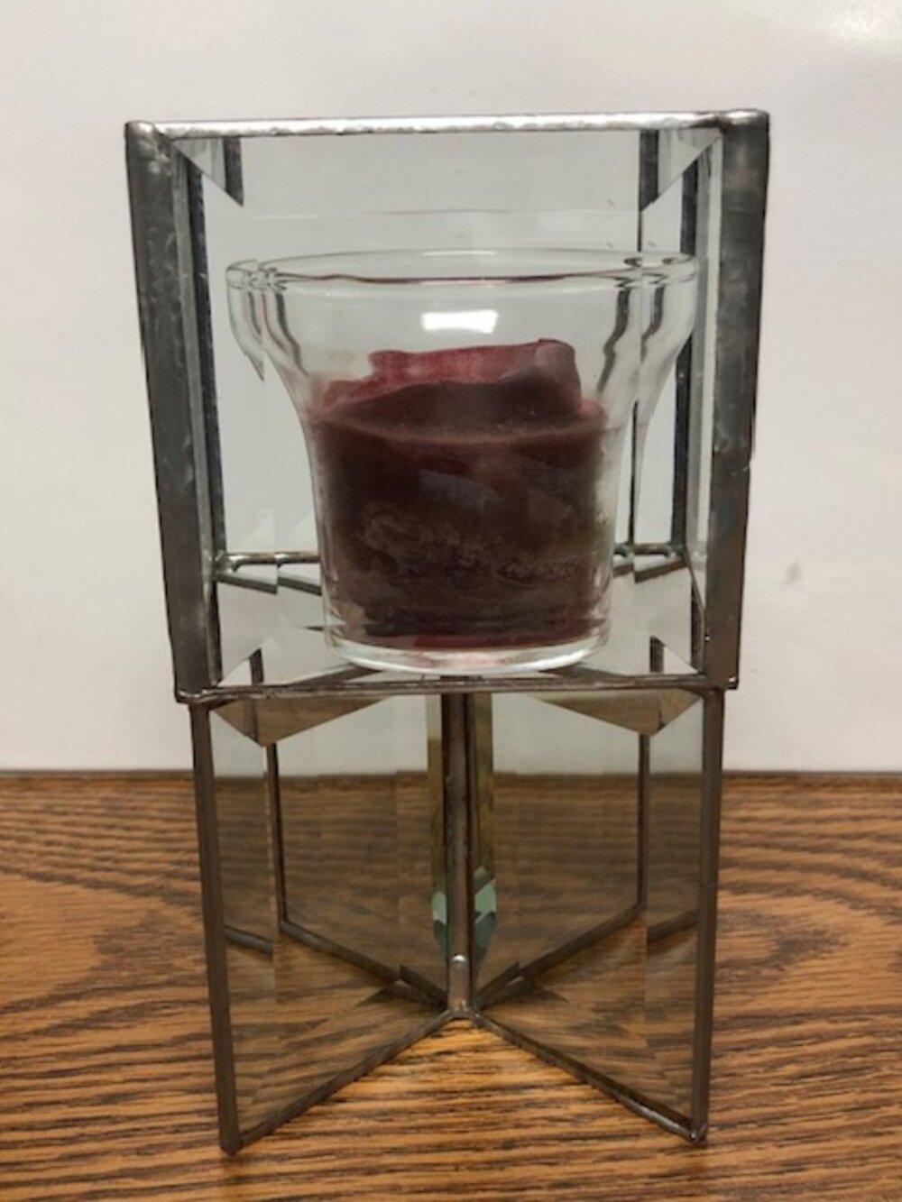 Beveled Glass Votive Candle Holder – 6" Tall
